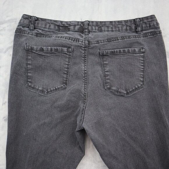 Wax Jeans Pants Womens 16 Black Distresssed High Rise Straight Cut Bottoms - Picture 14 of 16